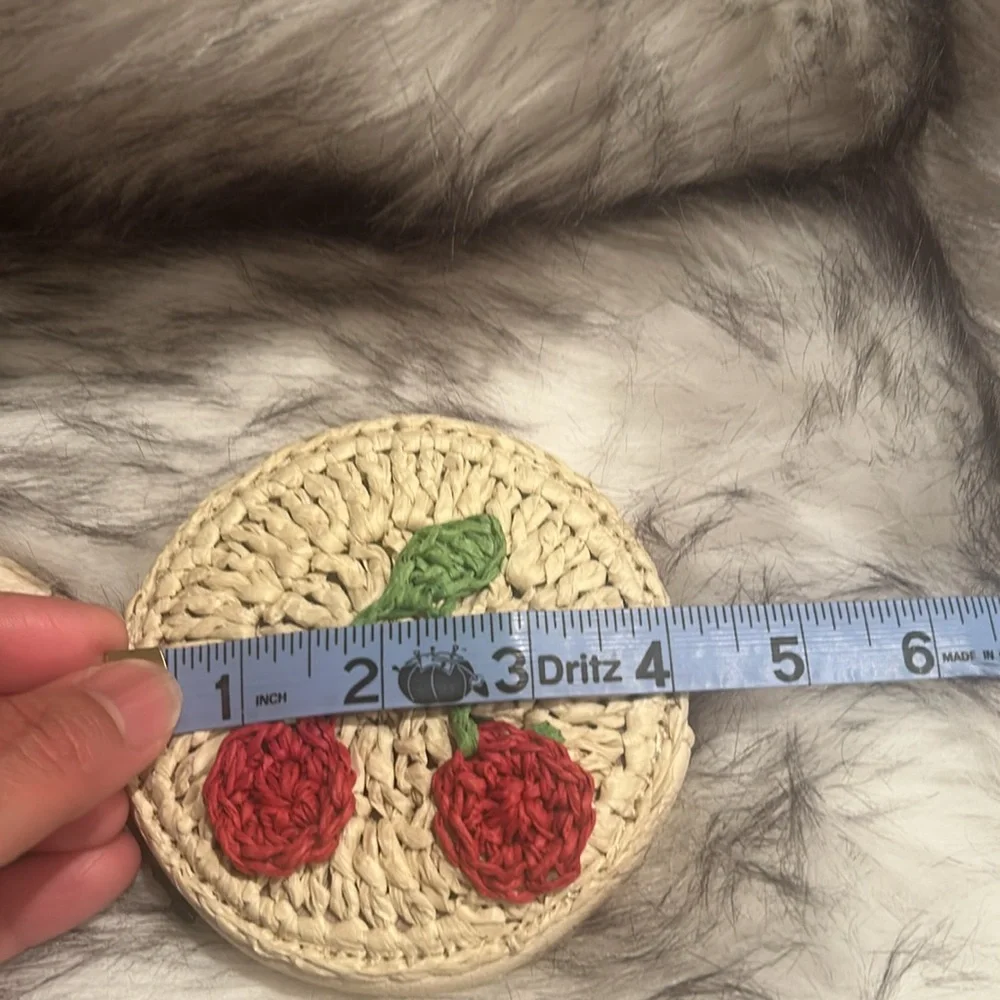 Lauren Conrad Round Straw Bag with Cherry Design - Picture 7 of 8